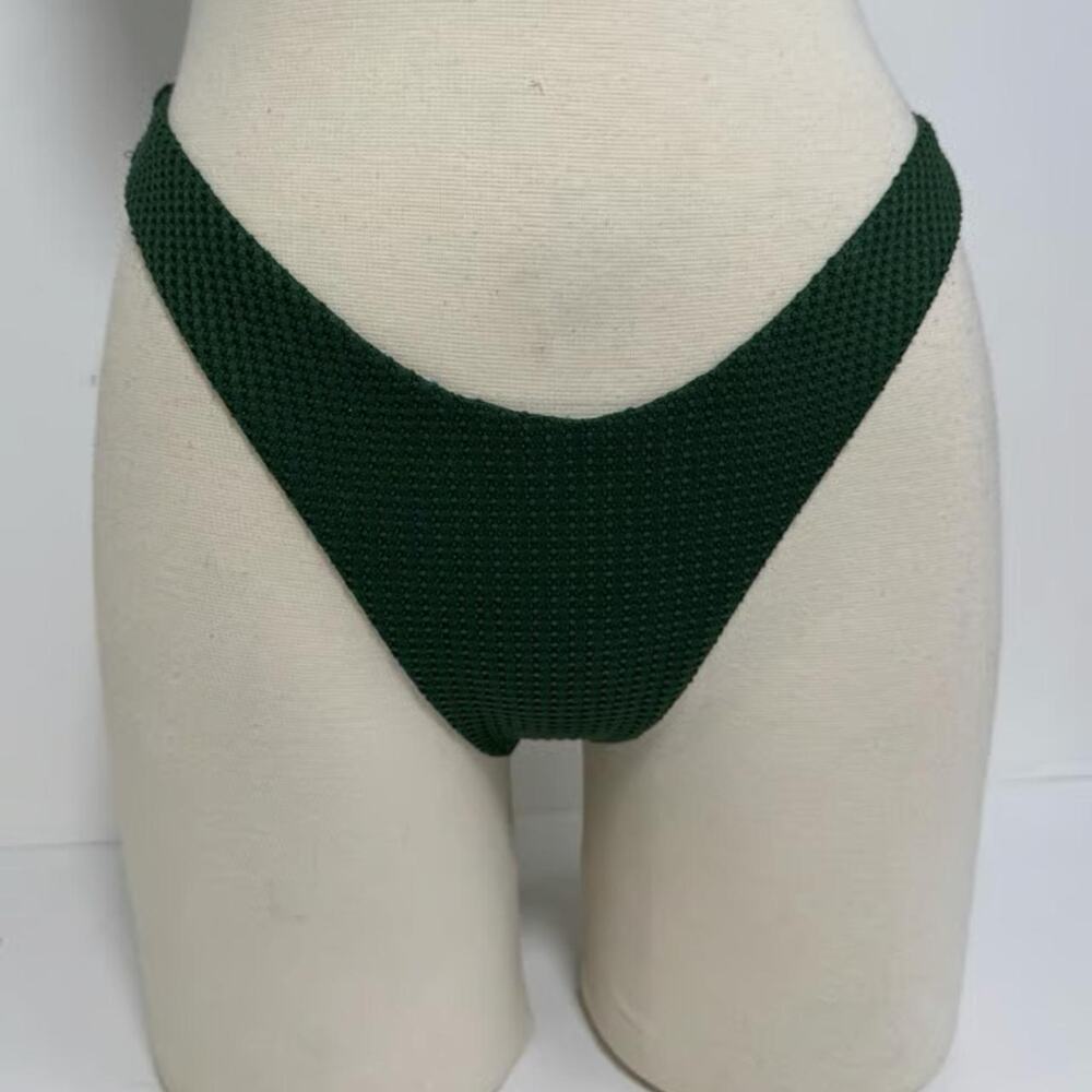 Aerie Dark Green Waffle Textured High Cut Cheekier Bikini Bottom Size XXS